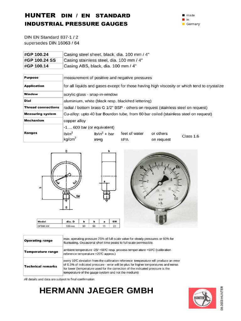 HUNTER PRESSURE GAUGE GP100 14 (1) PDF