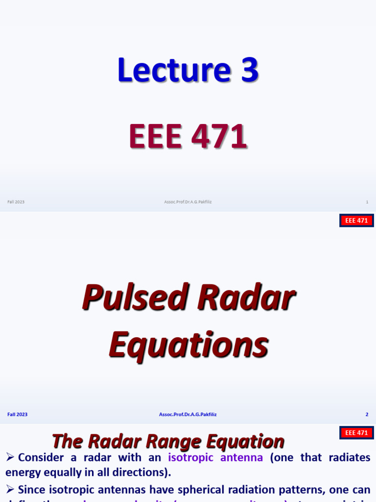 Lecture 3 | PDF | Radar | Signal To Noise Ratio