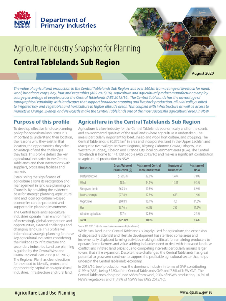 Central Tablelands Agriculture Overview | PDF | Agriculture | Sheep