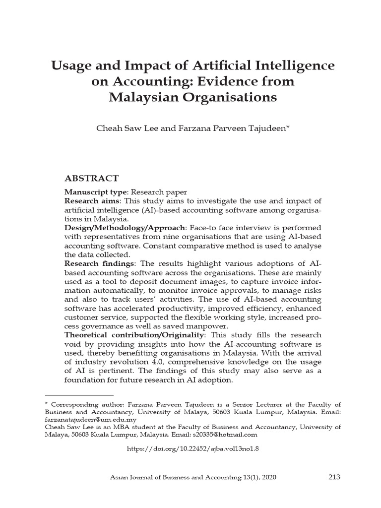 Impact of Artificial Intelligence On Accounting | PDF | Artificial ...