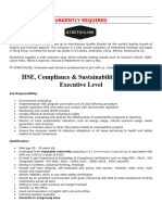 Jobs Adv - HSE Compliance Sustainability Junior Executive Level