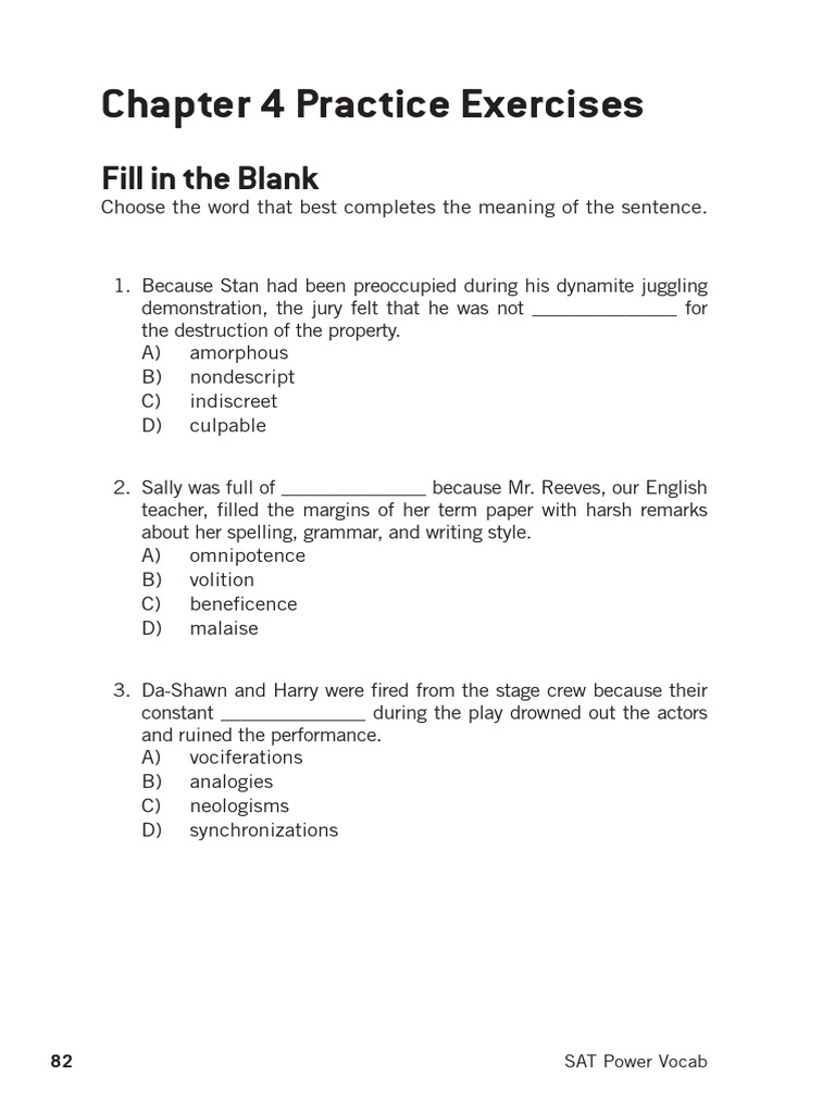 SAT Vocabulary Practice Exercises | PDF | Rattlesnake | Snake
