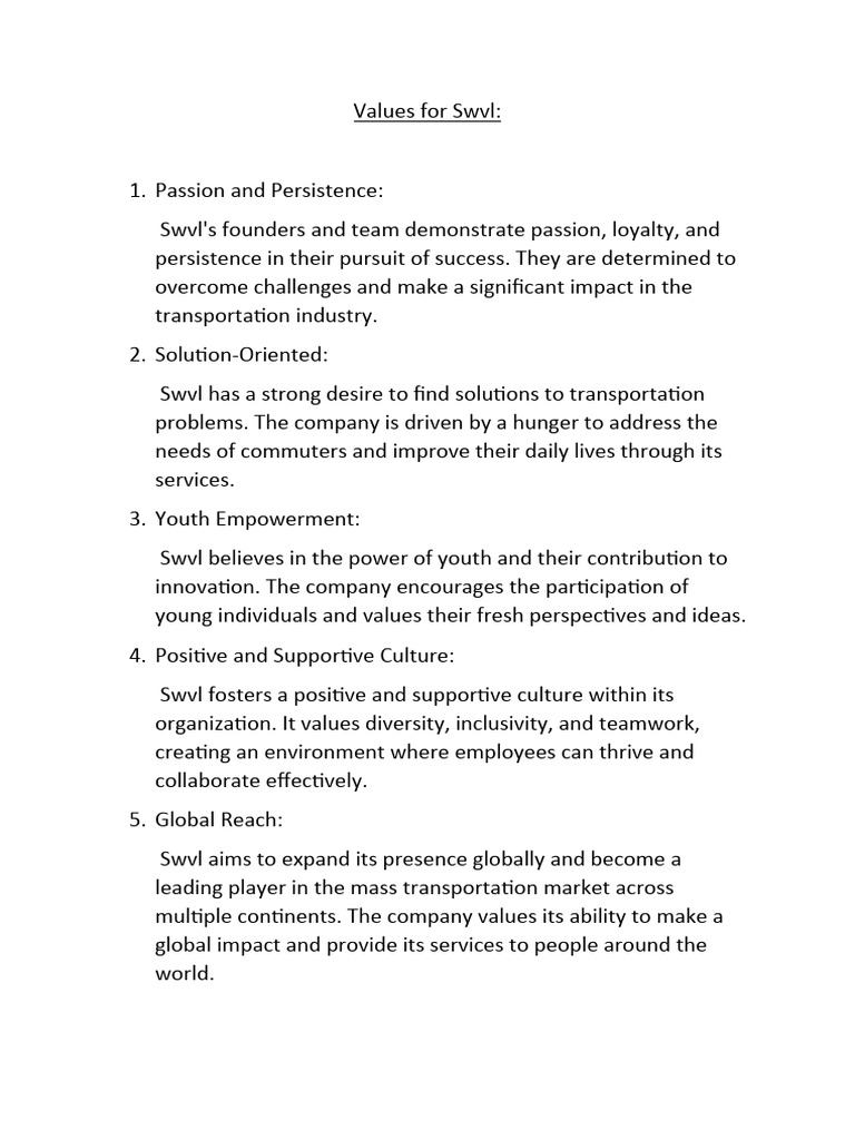 SWVL Values | PDF