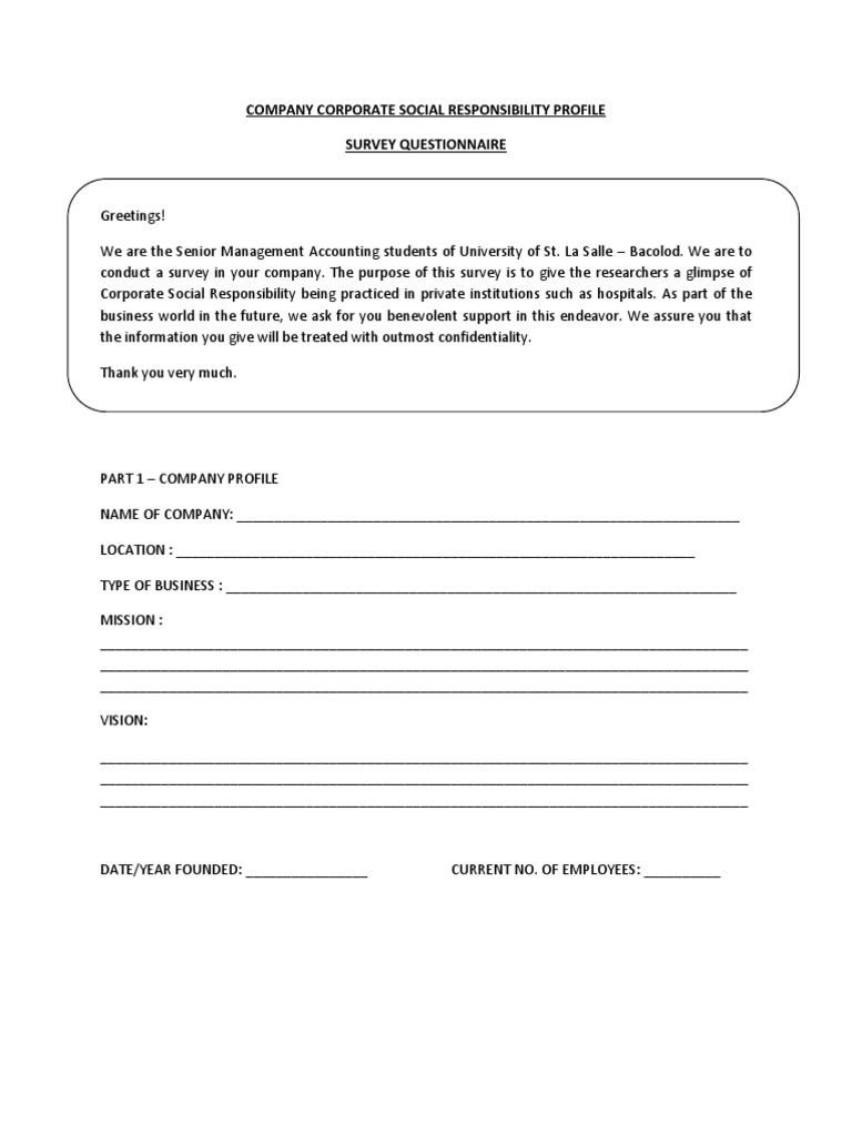 CSR - Questionnaire 2 | PDF