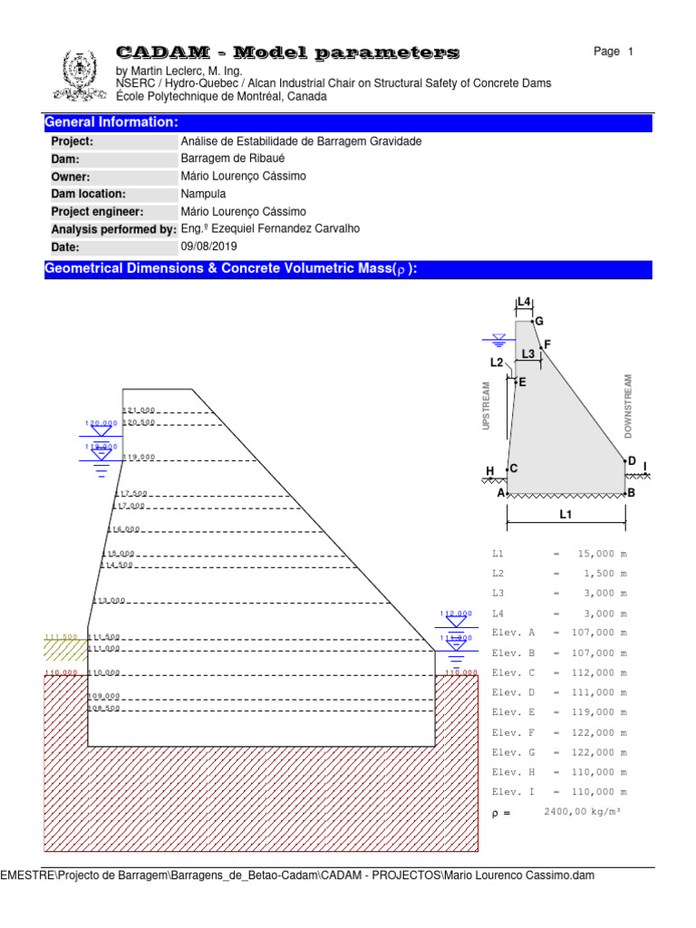 CADAM Model Parameters for Dams | PDF | Fracture | Dam