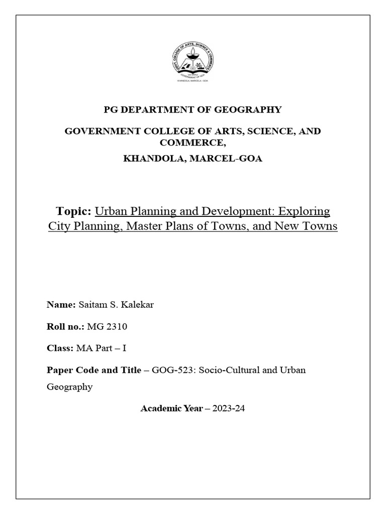 MG-2310 Urban Planning and Development - Exploring City Planning ...