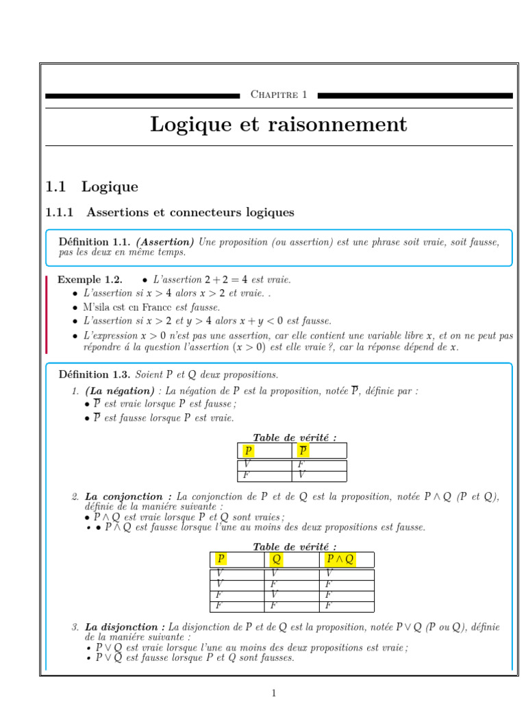 Logique et connecteurs mathématiques | PDF | Logique mathématique ...