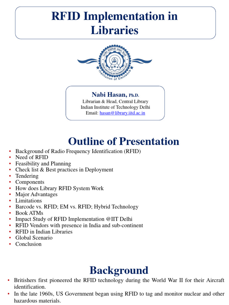 RFID Implementation in Libraries | PDF | Radio Frequency Identification ...