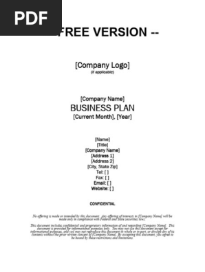 Free Version of Growthink Business Plan Template