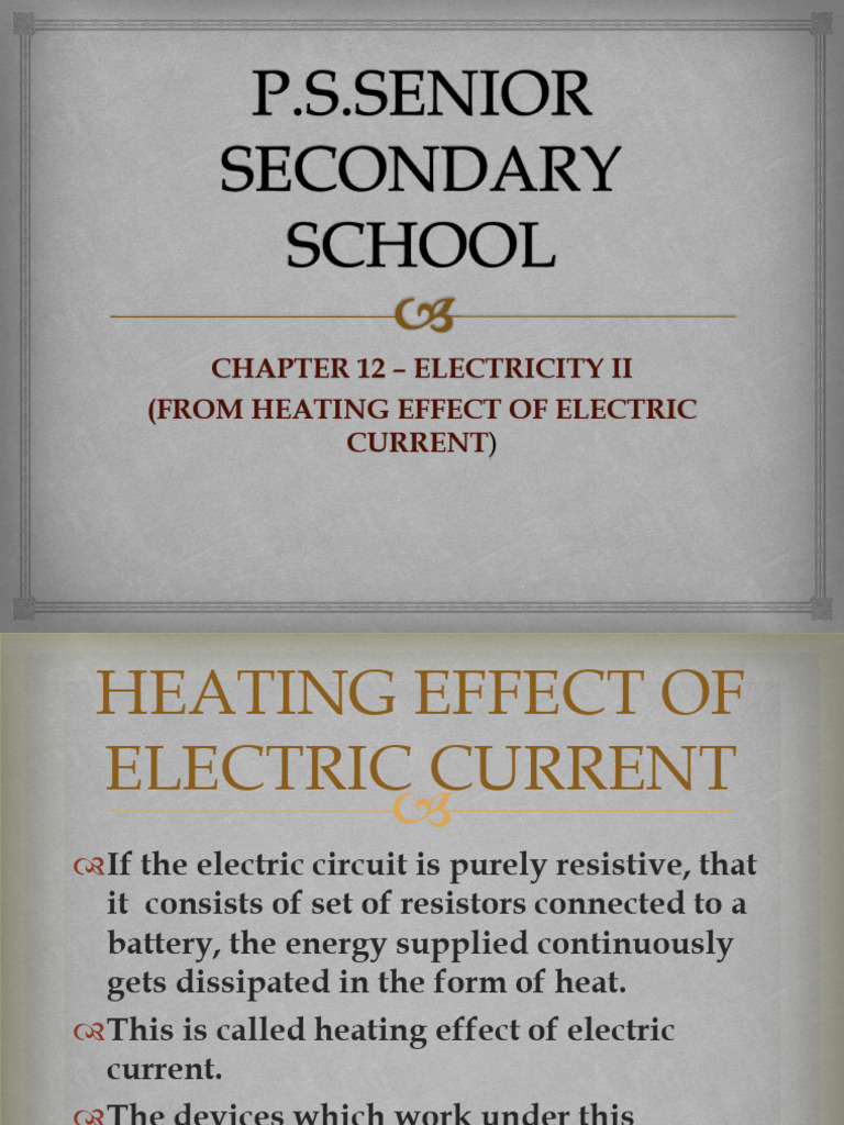 Class 10 Electricity (From Heating Effect of Electric Current