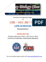 CSIR NET Life Sciences June 2017 Question Paper With Answer Key