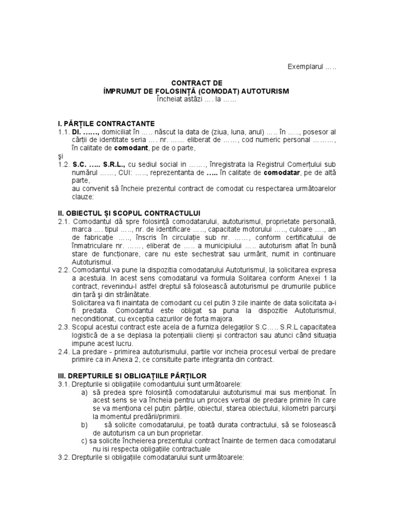 Contract de tranzactie model