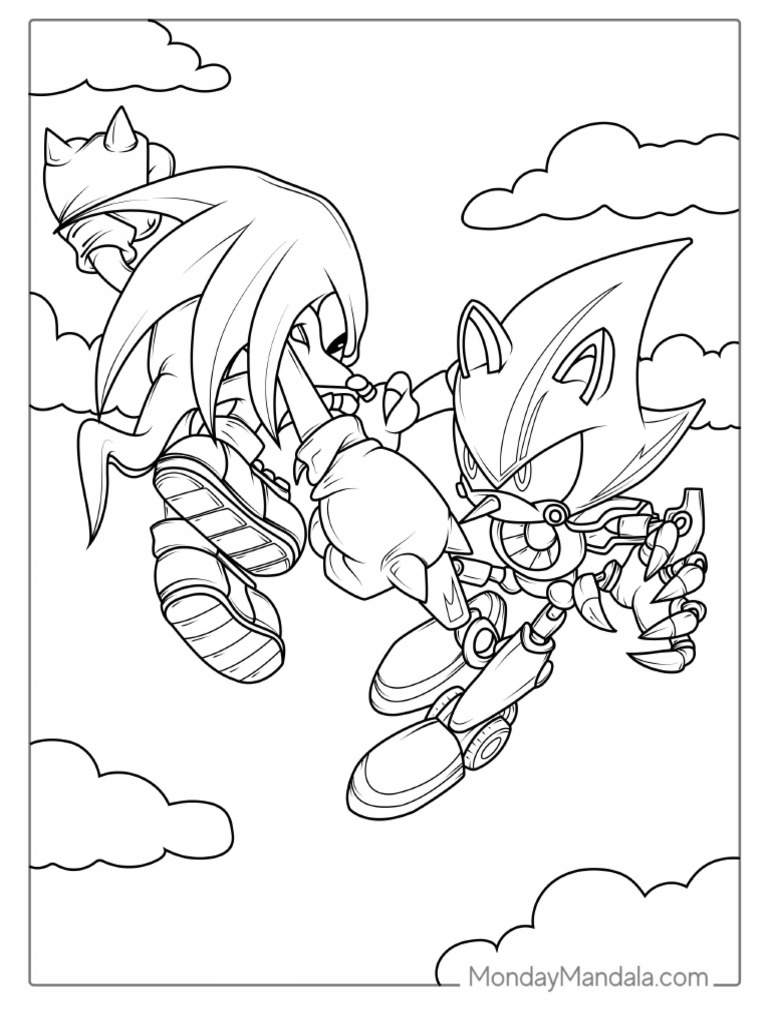 sonic-vs-metal-sonic-coloring-page-pdf