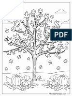 Tree Shedding Leaves in Autumn Coloring Page