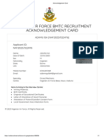 Nigerian Air Force BMTC Recruitment Acknowledgement Card: ADAMU ISA (NAF2023/022476) Applicant ID: NAF2023/022476