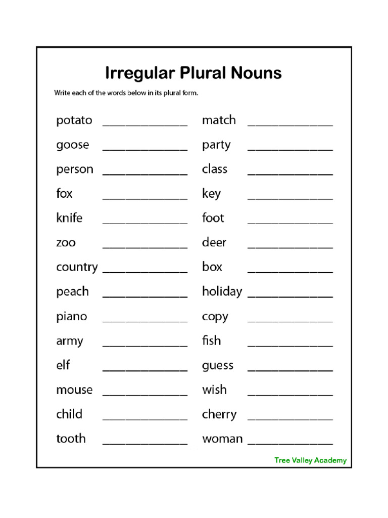 Plural nouns PDF