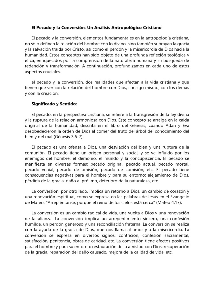 Pecado y Conversión en la Fe Cristiana | PDF | Pecado | Salvación