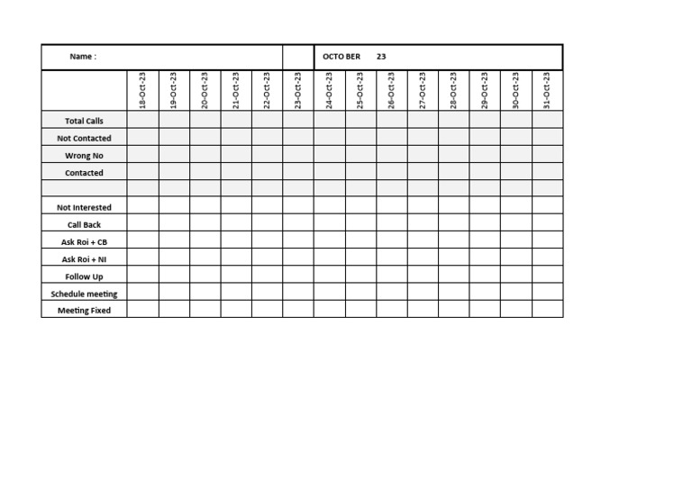DSR Call Tracking Sheet - October 2023 | PDF