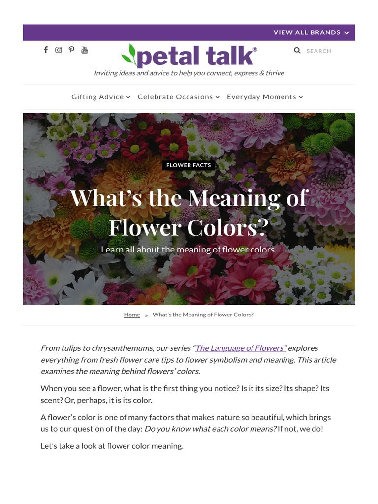 Flower Color Meaning - Significance of Flower Colors - Petal Talk | PDF ...