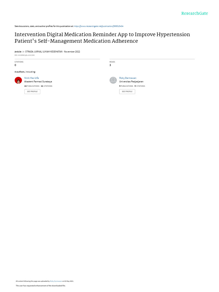 Intervention Digital Medication Reminder App To Im PDF Hypertension
