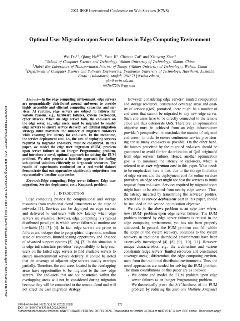 Optimal User Migration in Edge Computing | PDF | Cloud Computing ...