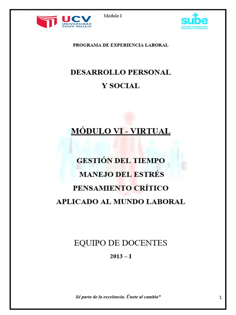 Modulo vi gesti n del tiempo manejo de estr s y pensamient pdf