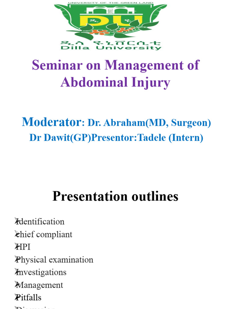 Management of Abdominal Injury Seminar | PDF | Injury | Causes Of Death