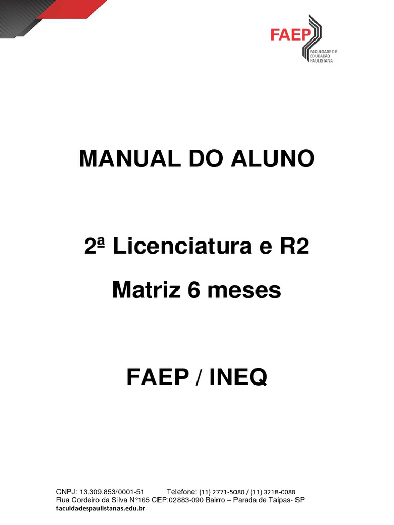 Manual do Aluno: 2ª Licenciatura EAD FAEP | PDF | Educação à distância ...
