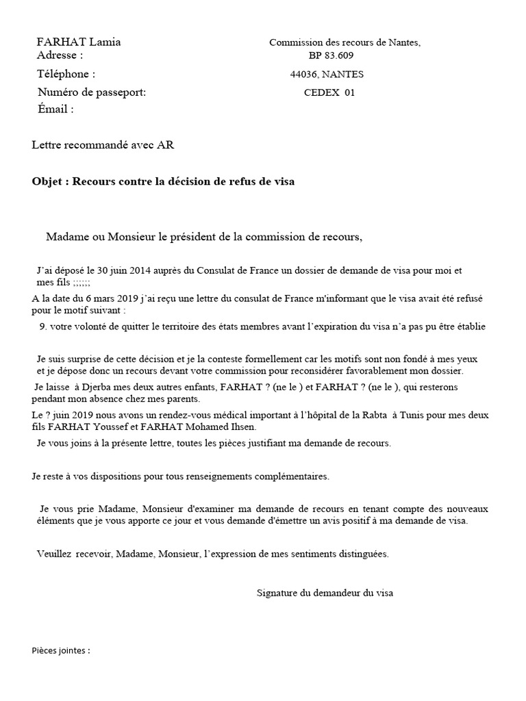 Recours Contre Refus De Visa France PDF