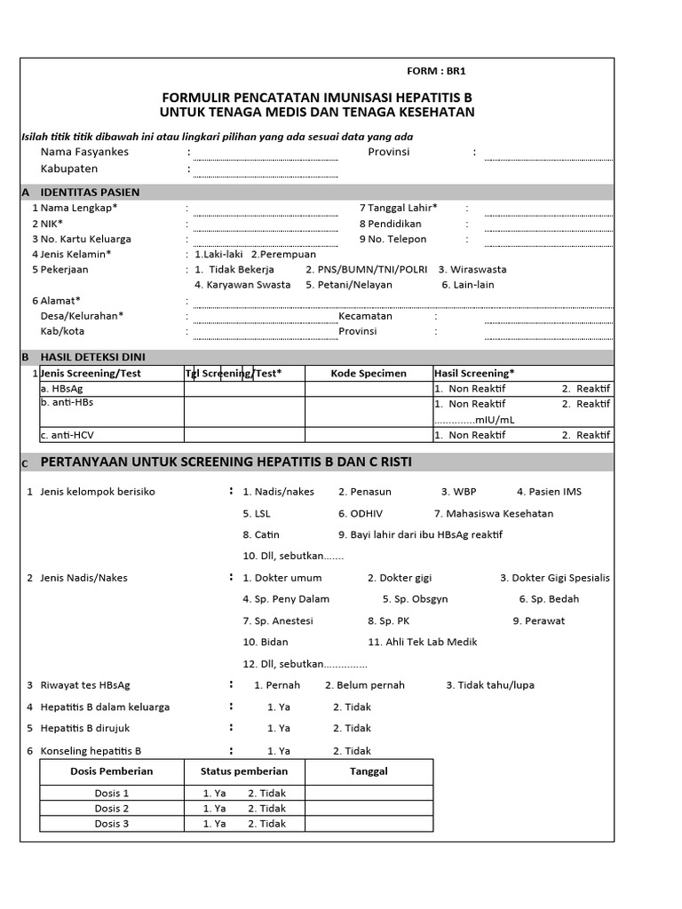 Formulir Imunisasi Hepatitis B | PDF | Sains & Matematika