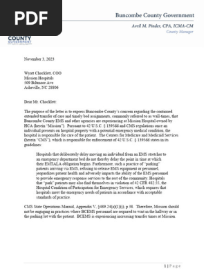 Buncombe County Wall Time Concerns _ HCA November 2023