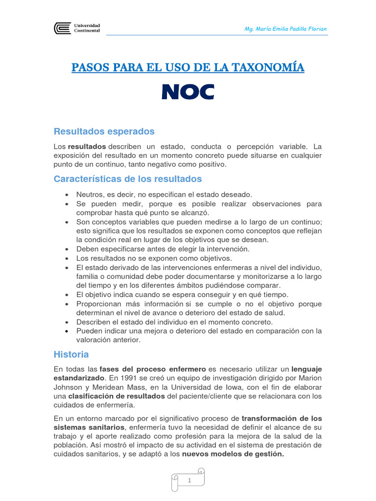 Pasos Para El Uso de La Taxonomía Noc PDF Enfermería Medicina