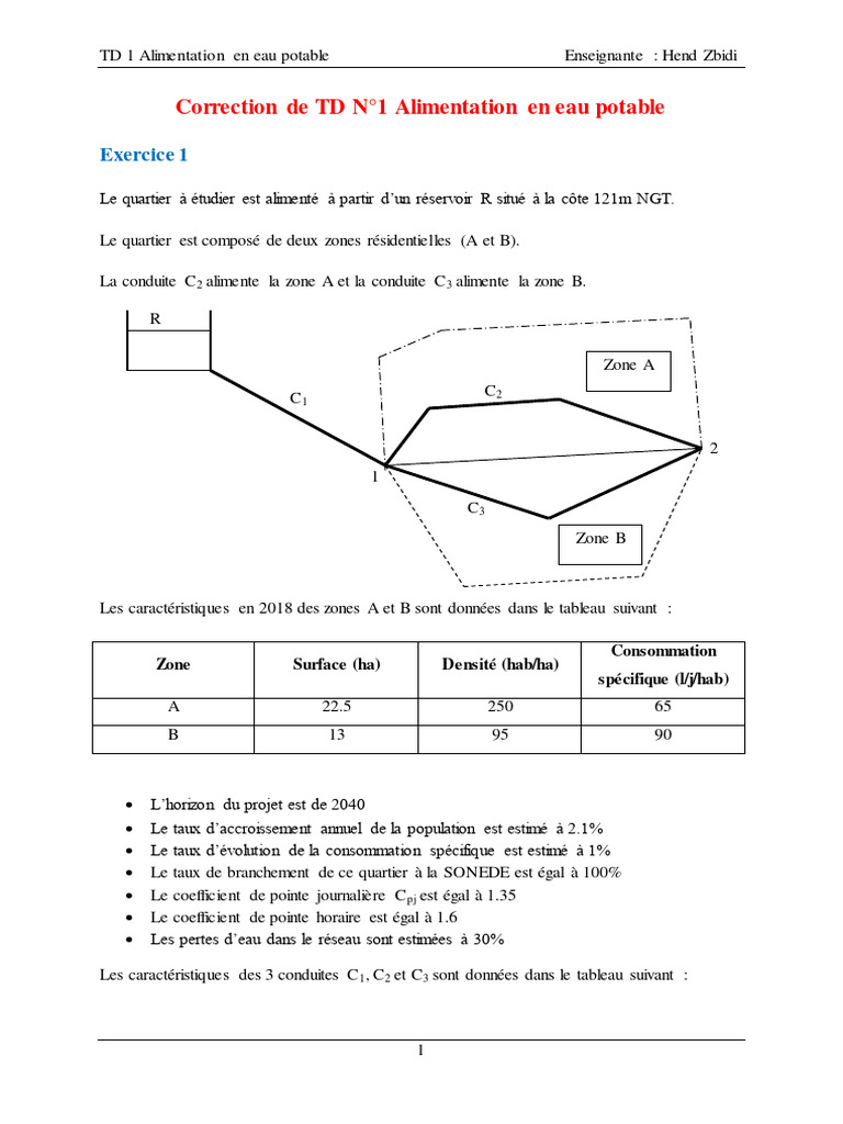 Correction TD Alimentation en Eau Potable | PDF | Génie chimique ...