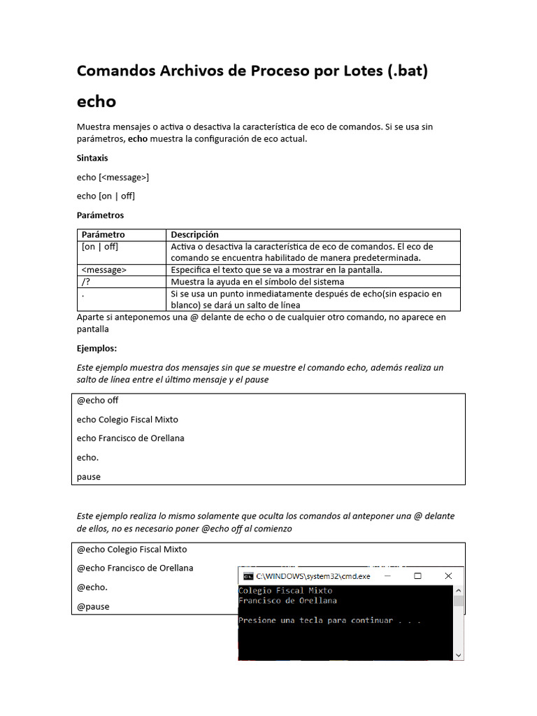 Comandos Básicos de Archivos por Lotes | PDF | Archivo de computadora ...