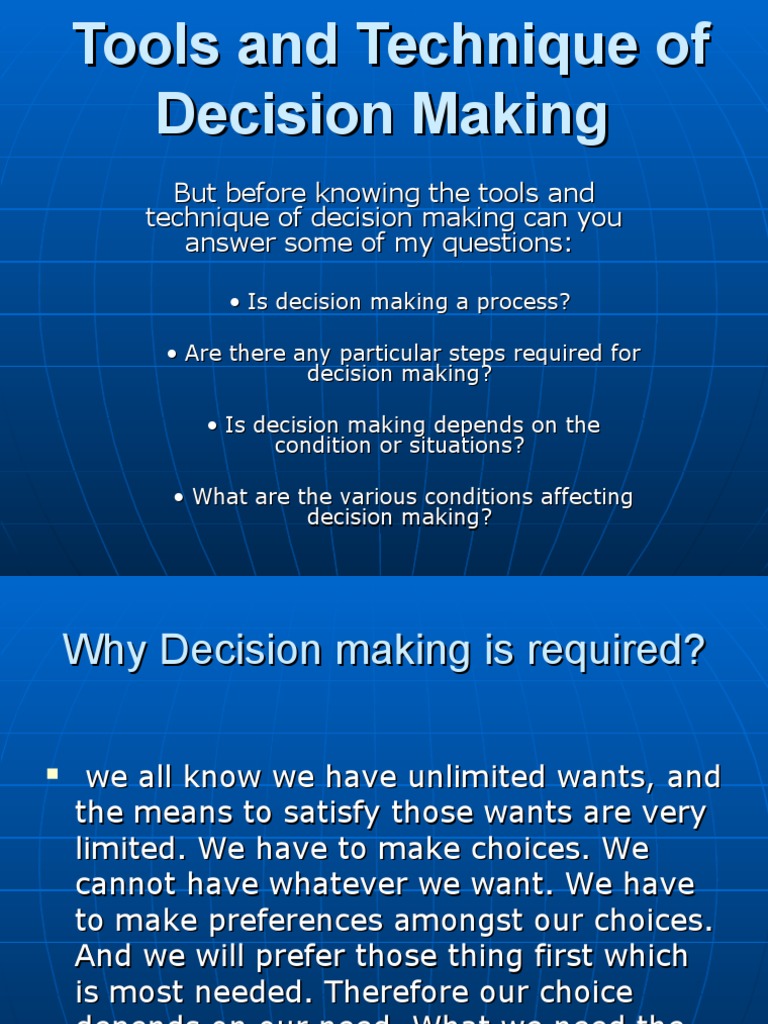 Decision Making Tools and Techniques | PDF