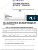 IBPS RRB Pre SCORE CARD