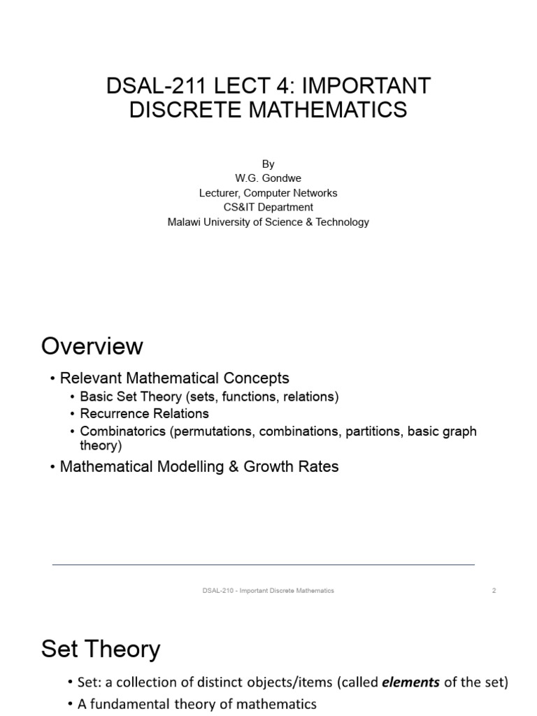 DSAL-211-Lecture 4 - Important Discrete Mathematics | PDF | Discrete ...