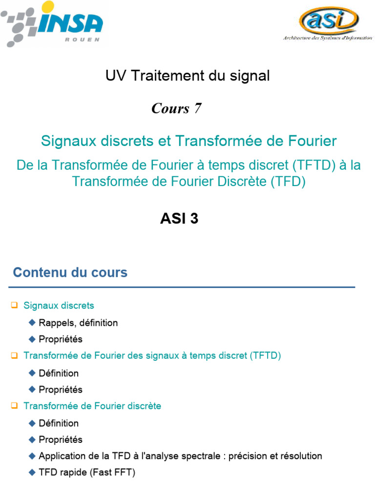 Signaux Discrets et Transformée de Fourier | PDF | Transformation de ...