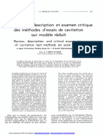 Recensement, Description Et Examen Critique Des Méthodes D'essais de Cavitation Sur Modele Réduit
