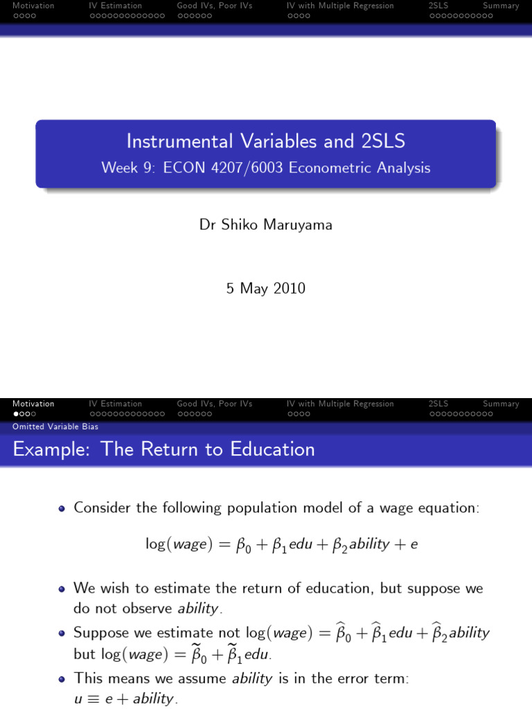 Instrumental variables and 2sls pdf ordinary least squares estimator