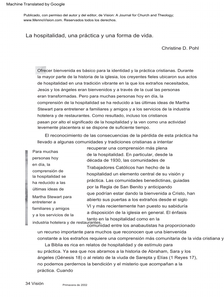 La hospitalidad en la fe cristiana | PDF | Amor | Jesús