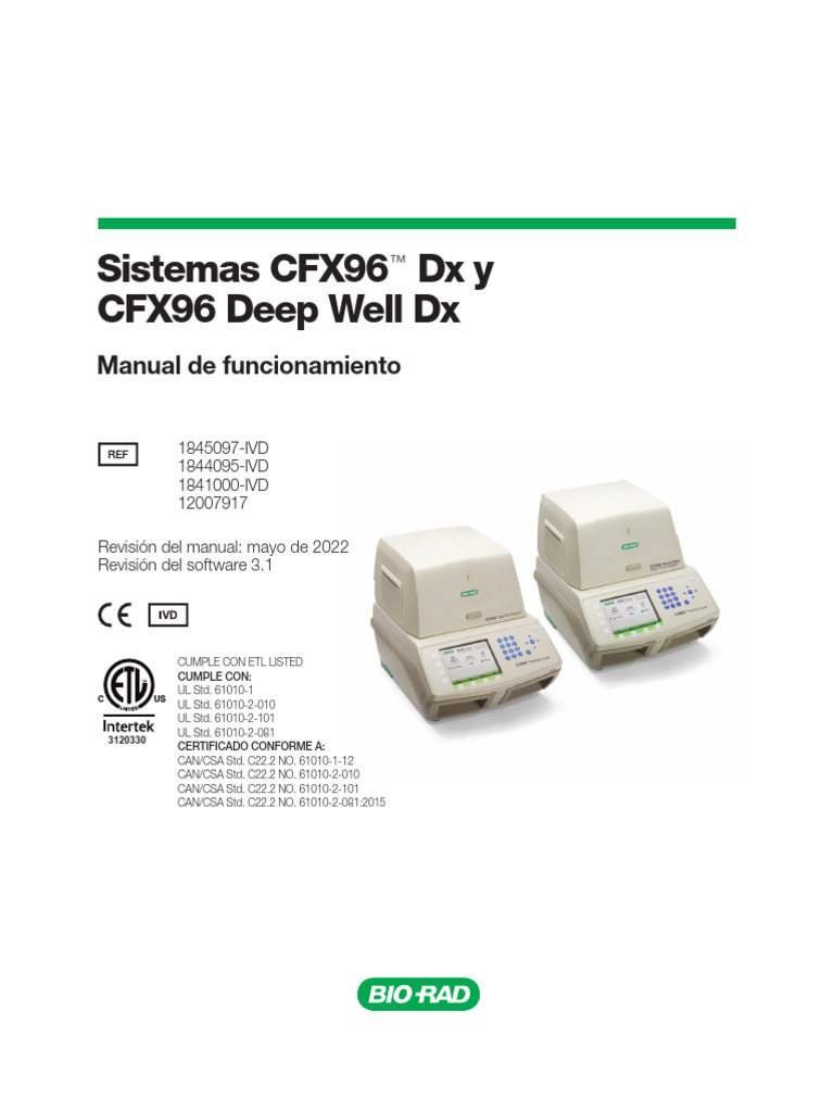 Cfx96 Instruction Manual , BIO RAD CFX96 Touch PCR Detection System ...