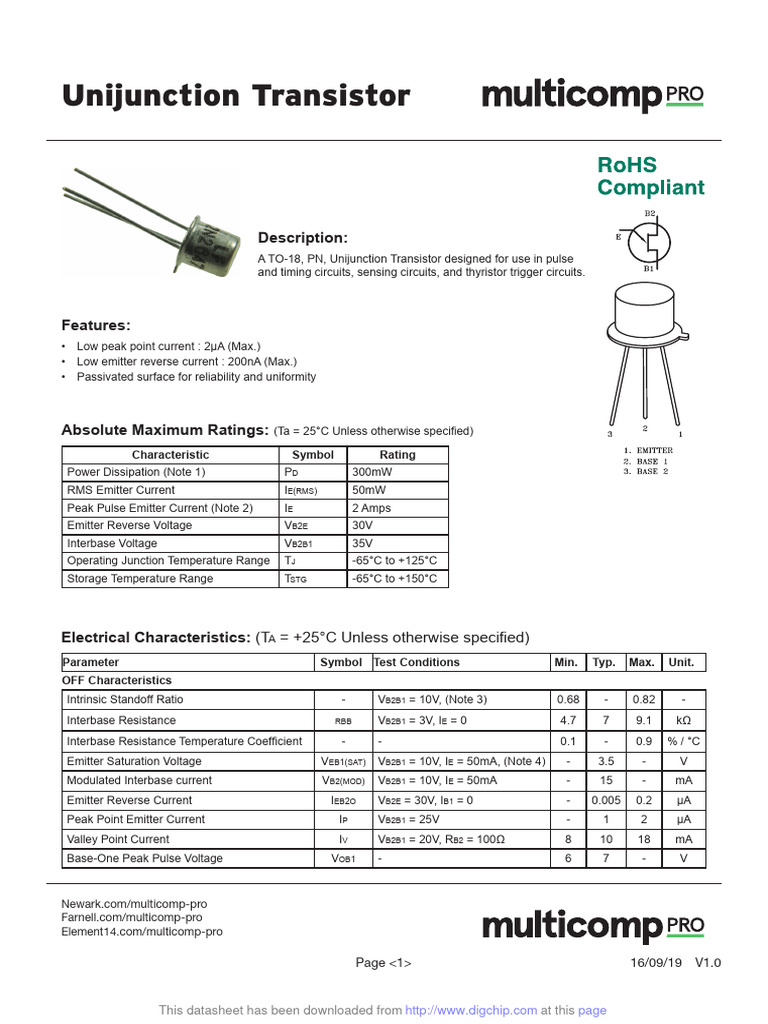 Unijunction Transistor Description PDF Bipolar Junction Transistor Electrical Engineering