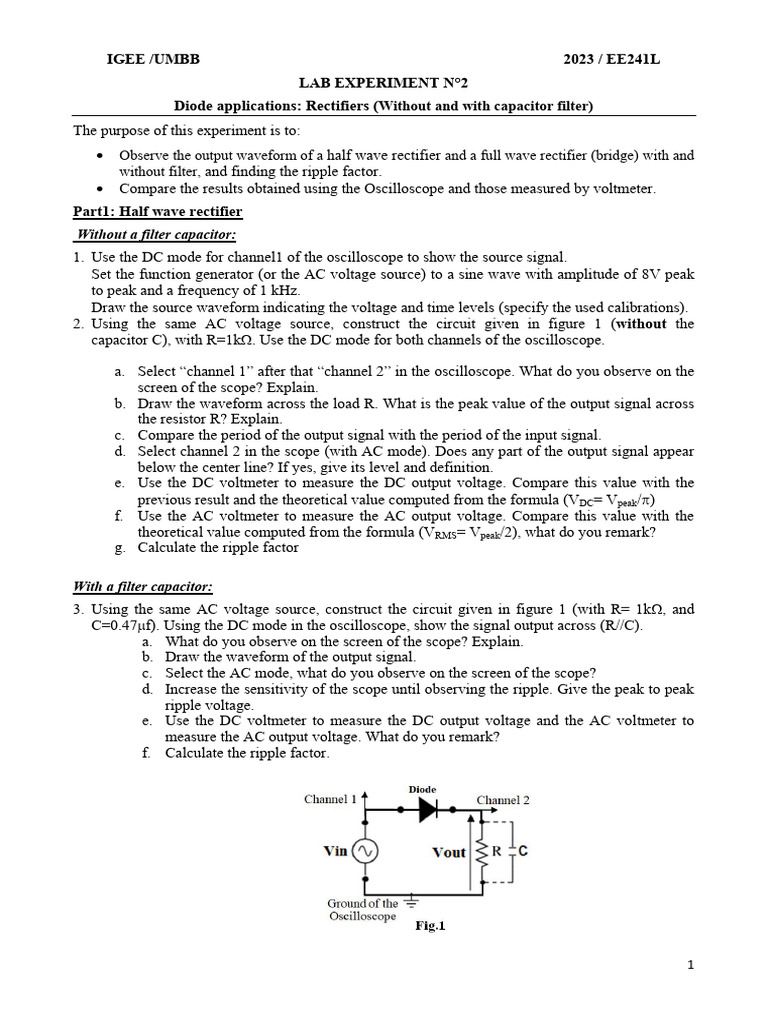 LAB 2 Rectifiers Download Free PDF Rectifier Voltage