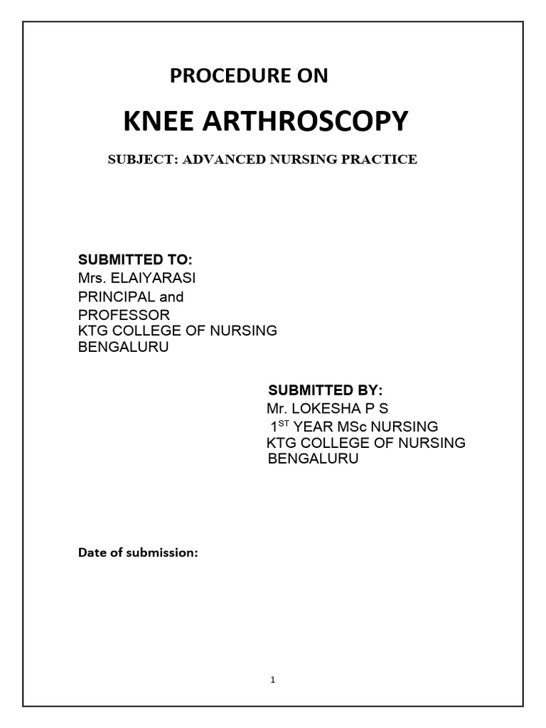 Knee Arthroscopy Nursing Guidelines | PDF | Surgery | Anesthesia