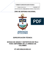 Divisas de Grado y Distintivos en Uniformes de La Armada de Colombia
