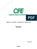 Módulo de Control Automático de Generación: Especificación CFE G0100-01