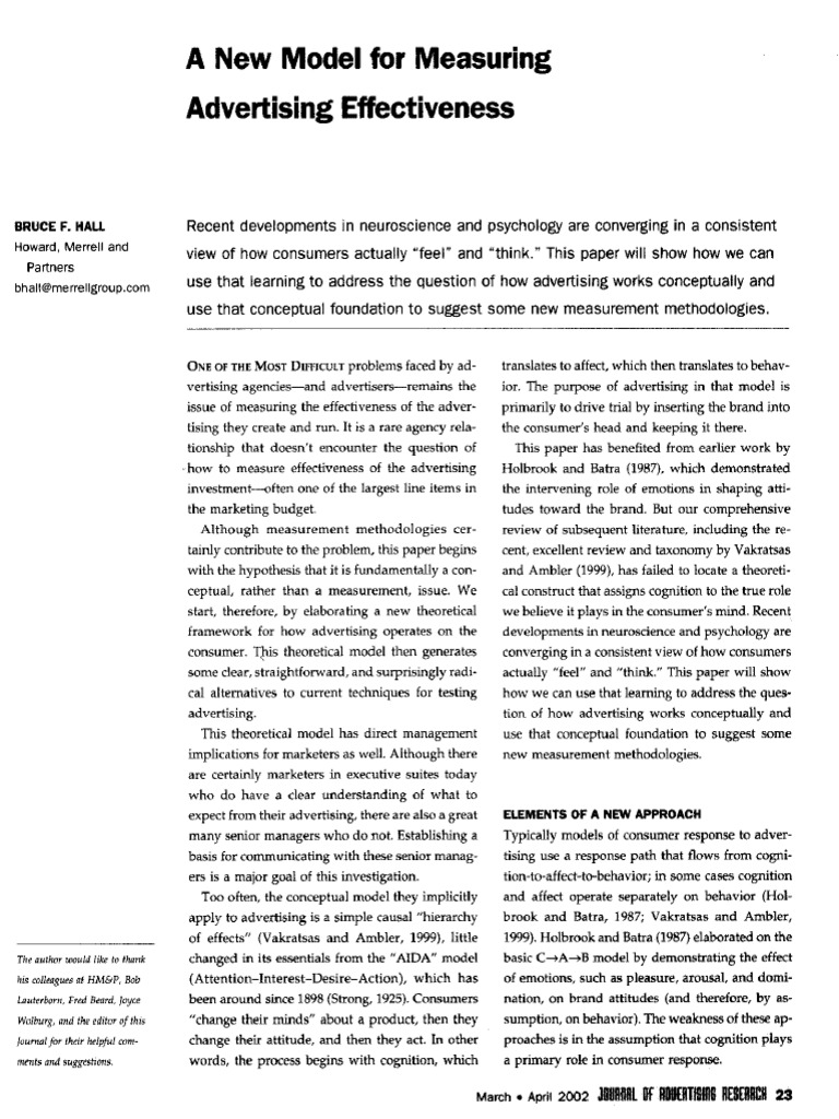 New Framework for Ad Effectiveness Measurement | PDF | Experience ...