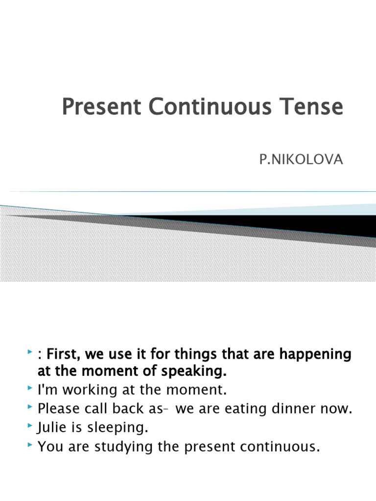 Present Continuous Tense G2 | PDF | Language Arts & Discipline