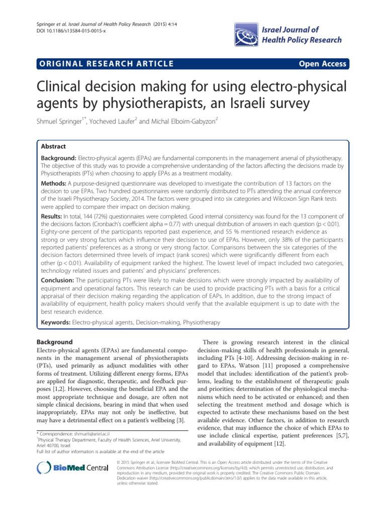 Clinical Decision For Choosing Electro Modalities | PDF | Physical ...